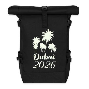 Dubai Palm Trees 2026 Script - Roll Top Backpack - black - Front