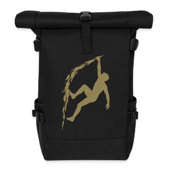 Klettern Silhouette Freiklettern Extrem Sport Berg - Rolltop Rucksack - Schwarz - Vorne
