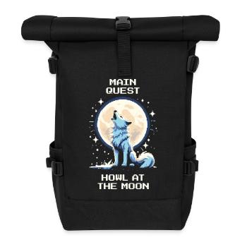 Quête principale : Hurler vers la Lune | Loup - Sac à dos roll top - noir - Devant