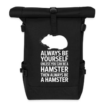Hamster Sprüche Hamster Lustiges Hamster Geschenk  - Rolltop Rucksack - Schwarz - Vorne