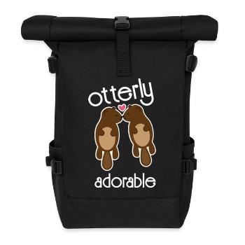 Cute Otter Couple Love Heart Romantic Animal Art - Rolltop Rucksack - Schwarz - Vorne