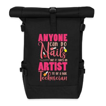 Nageldesigner Nageldesignerin Kosmetik Nagelstudio - Rolltop Rucksack - Schwarz - Vorne