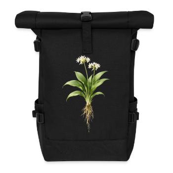 Bärlauch Pflanze Botanisches Design - Rolltop Rucksack - Schwarz - Vorne