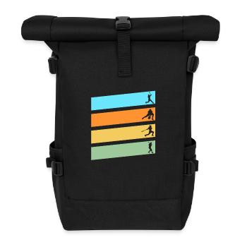 Baseballspieler Baseball - Rolltop Rucksack - Schwarz - Vorne