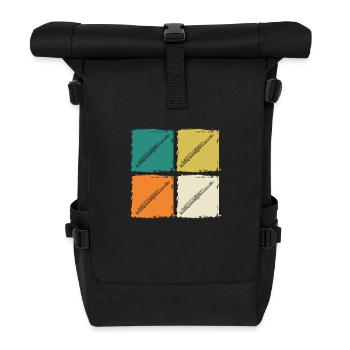 Flötist Querflöte - Rolltop Rucksack - Schwarz - Vorne