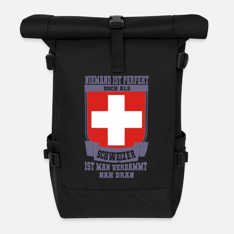 Schweizer Perfekt - Rolltop Rucksack - Schwarz