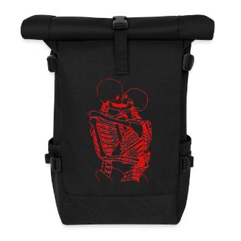 skull skeleton death halloween horror black dead - Roll Top Backpack - black - Front