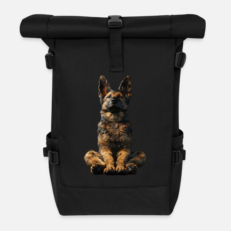 Deutscher Schäferhund - Rolltop Rucksack - Schwarz