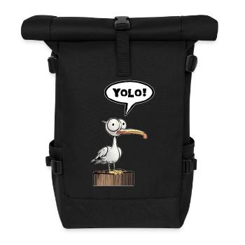 Möwe Sprechblase Yolo - Rolltop Rucksack - Schwarz - Vorne