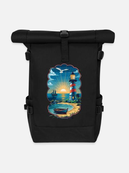 Leuchtturm Ostsee Nordsee - Rolltop Rucksack - Schwarz
