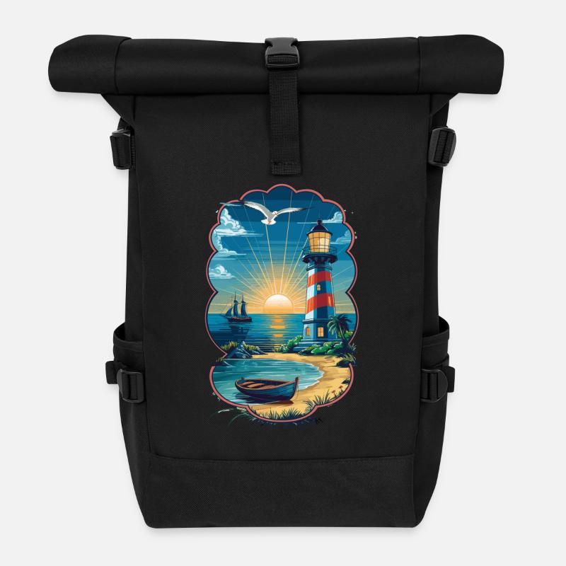 Leuchtturm Ostsee Nordsee - Rolltop Rucksack - Schwarz
