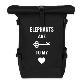 Elefanten sind der Schlüssel zu meinem Herzen - Rolltop Rucksack - Schwarz - Vorne