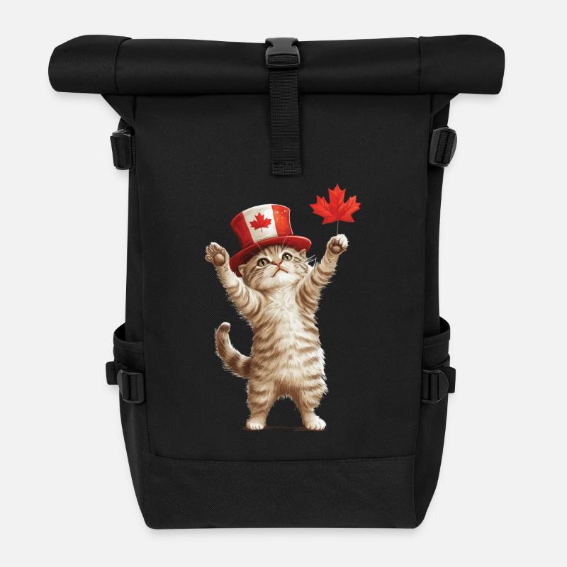 Katze - Rolltop Rucksack - Schwarz