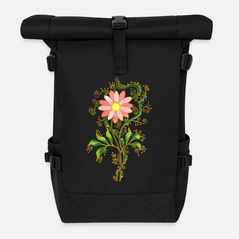Blume - Rolltop Rucksack - Schwarz