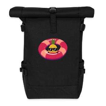 Happy Ananas - Rolltop Rucksack - Schwarz - Vorne