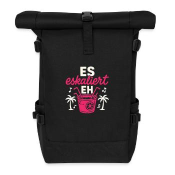 Mallorca Party Spruch Es Eskaliert Eh Malle - Rolltop Rucksack - Schwarz - Vorne