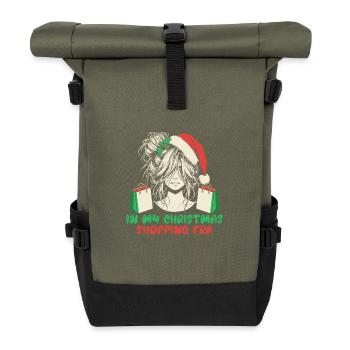 Christmas Saying In My Christmas Shopping Era - Roll Top Backpack - olive/black - Front