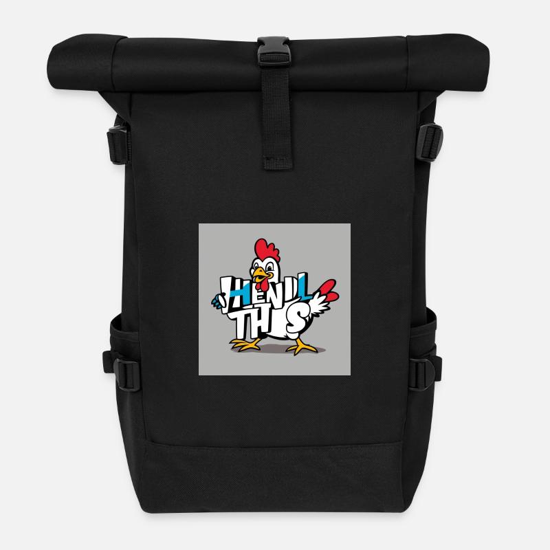 Lustiges Huhn "Hendl this" - Rolltop Rucksack - Schwarz