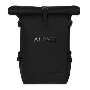Alpha, matt, schwarz,typo, schrift - Rolltop Rucksack - Schwarz - Vorne