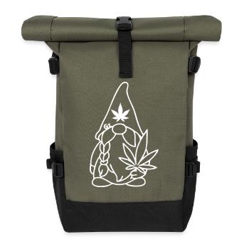 Wikingerzwerg Wikingerwichtel mit Hanfblatt - Rolltop Rucksack - Olive/Schwarz - Vorne