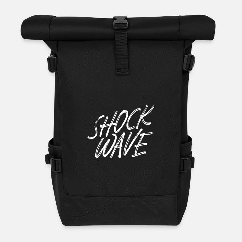 Schockwelle Pinselsturm Design - Rolltop Rucksack - Schwarz