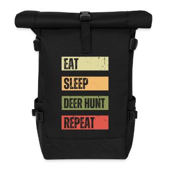 Eat Sleep Deer Hunt Repeat | Deer Hunting - Roll Top Backpack - black - Front