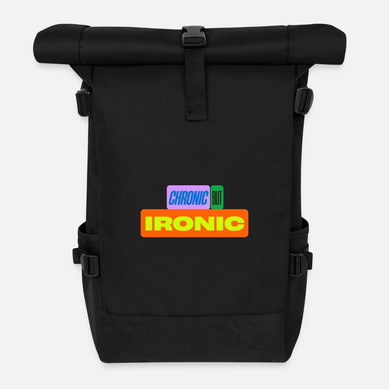 Chronique mais ironique - Sac à dos roll top - noir