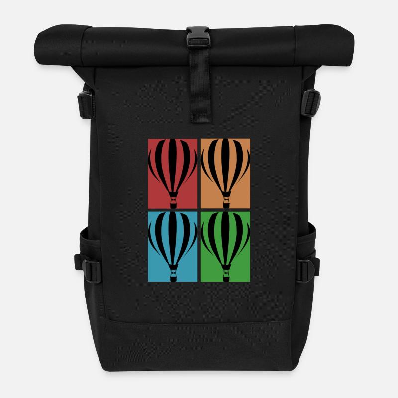 Hot air balloon collage - Roll Top Backpack - black
