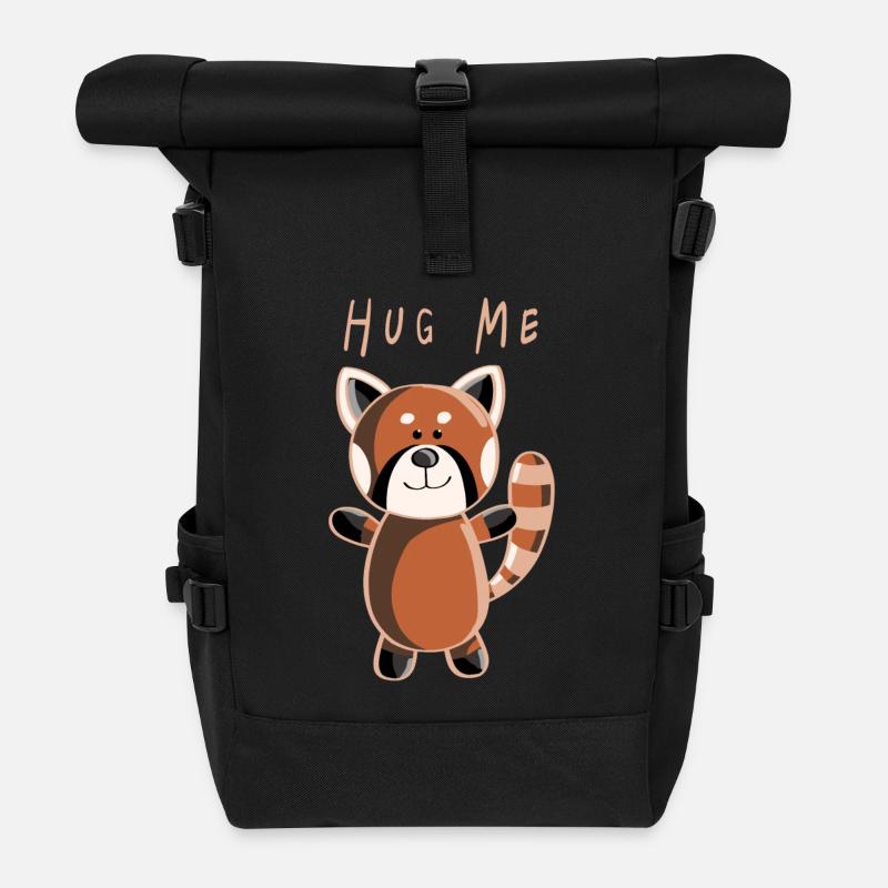 Hug Me Roter Panda - Pandas - Tier - Tiere - Rolltop Rucksack - Schwarz