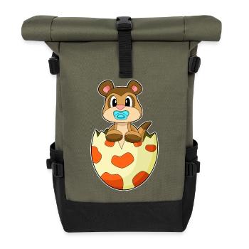 Meerkat pacifier - Roll Top Backpack - olive/black - Front