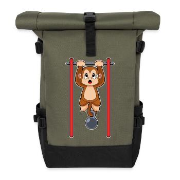 Affe Bodybuilder Klimmzüge Bodybuilding - Rolltop Rucksack - Olive/Schwarz - Vorne
