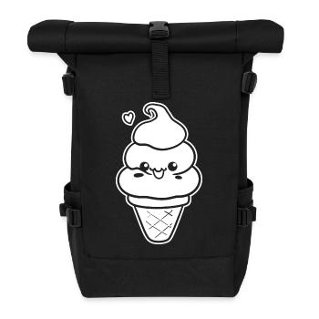 Ice Cream Cartoon Look - Roll Top Backpack - black - Front