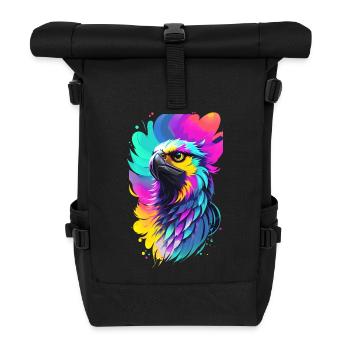 Colorful Eagle in Splash Art Style - Roll Top Backpack - black - Front