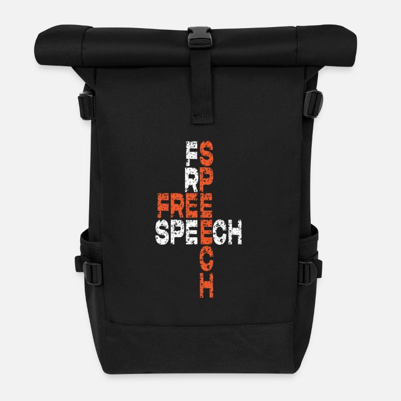 Freie Meinungsäußerung Wortkunst Design - Rolltop Rucksack - Schwarz