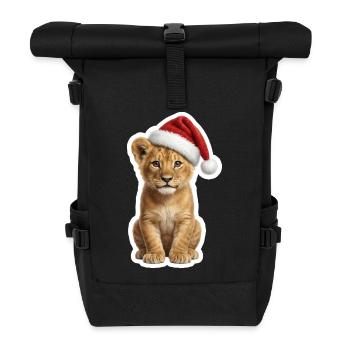 Wild little lion celebrates Christmas - Roll Top Backpack - black - Front