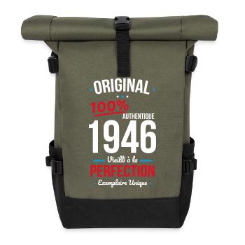 1946 – Original – Einzigartiges Exemplar - Rolltop Rucksack - Olive/Schwarz - Vorne
