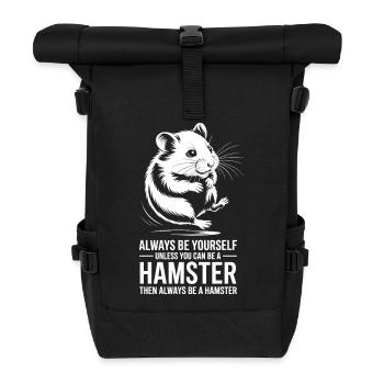 Hamster Sprüche Hamster Lustiges Hamster Geschenk  - Rolltop Rucksack - Schwarz - Vorne
