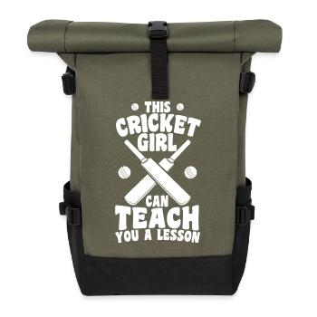 Kricketspielerin - Rolltop Rucksack - Olive/Schwarz - Vorne