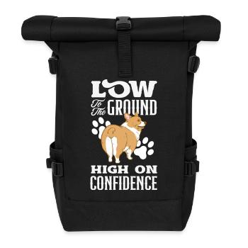 Kurze Beine, Große Einstellung, Corgi - Rolltop Rucksack - Schwarz - Vorne