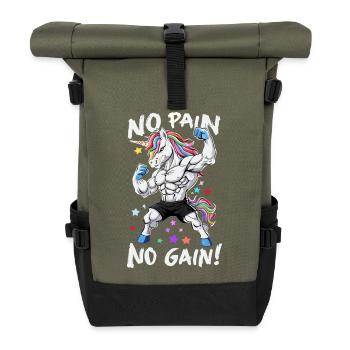 Licorne puissante, sans douleur, sans gain de forme - Sac à dos roll top - olive/noir - Devant