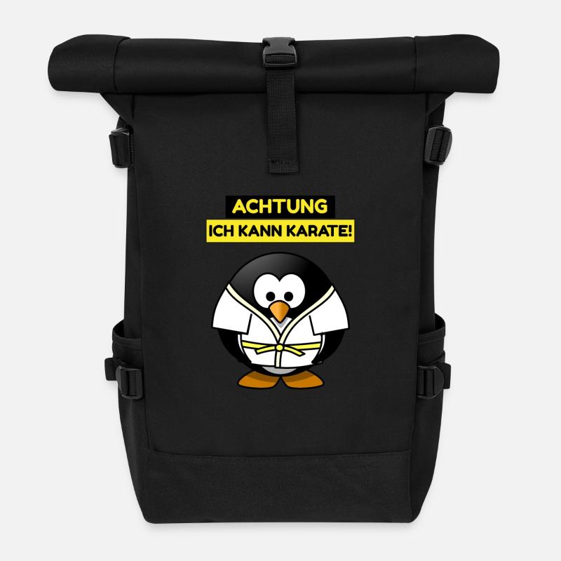Achtung - ich kann Karate! - Rolltop Rucksack - Schwarz