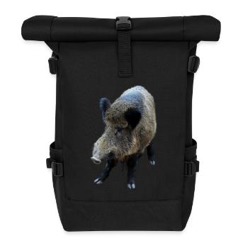 Wild boar Wild boar Pig Sow Pigs - Roll Top Backpack - black - Front