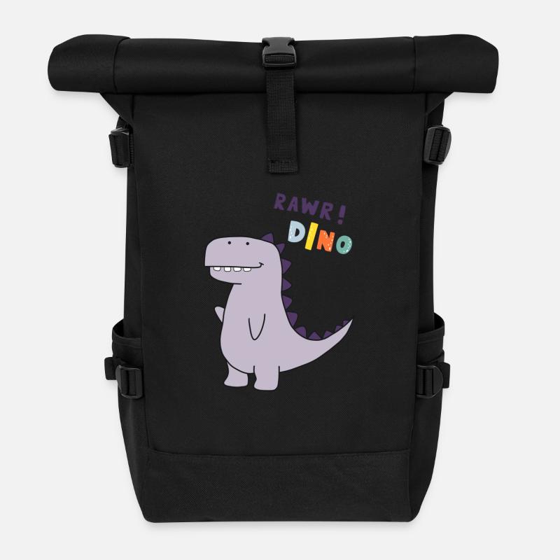 Dino Design - Rolltop Rucksack - Schwarz