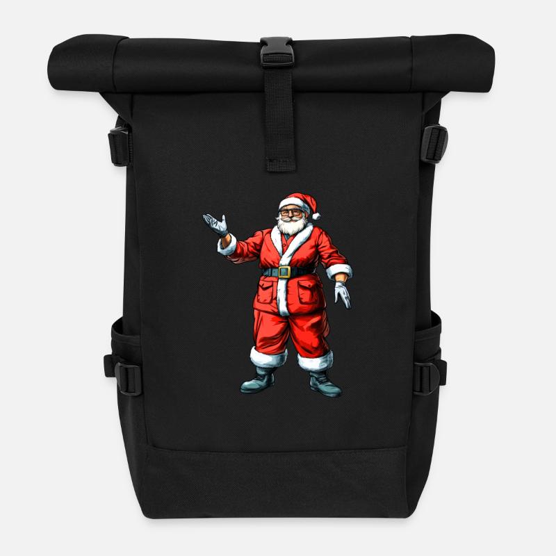 Weihnachtsmann - Rolltop Rucksack - Schwarz