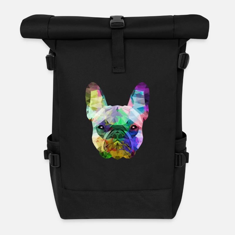 French Bulldog - Rolltop Rucksack - Schwarz