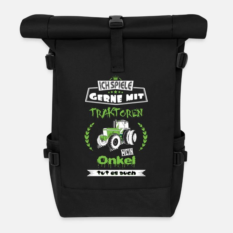 Landwirt Shirt Onkel mit Traktor Geschenk Bauer - Rolltop Rucksack - Schwarz