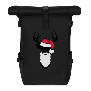 deer christmas santa - Rolltop Rucksack - Schwarz - Vorne