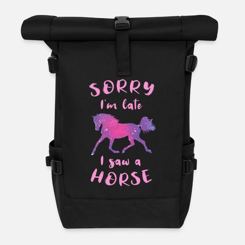 Pferdefan Pferd Reiten Mädchen Reiterhof Geschenk - Rolltop Rucksack - Schwarz