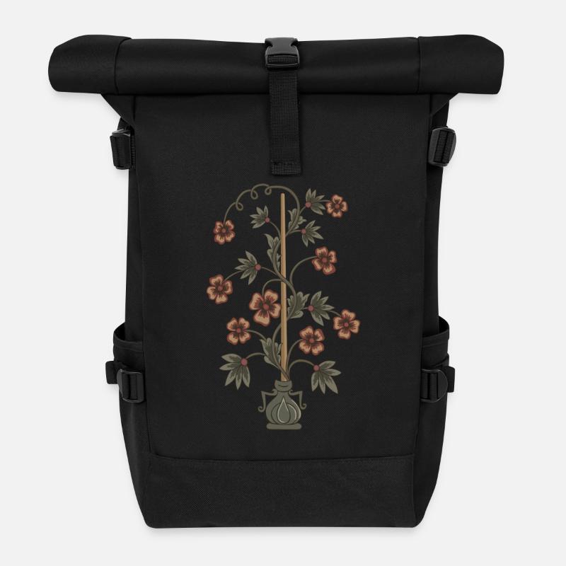 Fleurs de Martre - Sac à dos roll top - noir