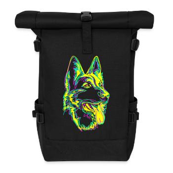 Hund bunt - Rolltop Rucksack - Schwarz - Vorne